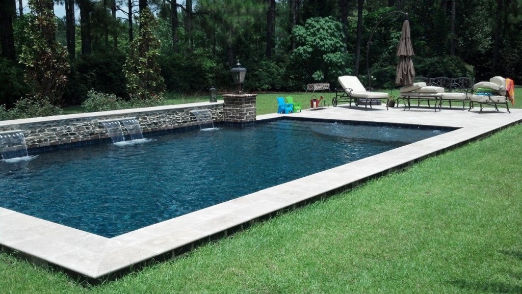 plain concrete around pool